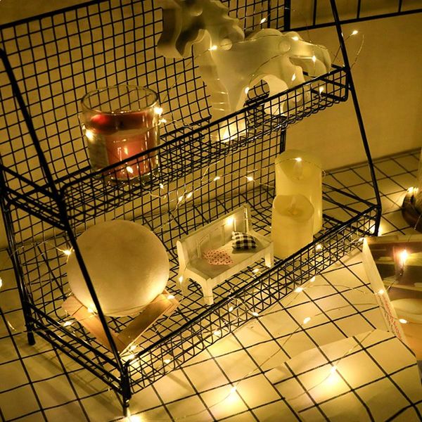 

strings holiday string 2/5/10m led creative 3 color button battery box of copper lamp series mini small decorative lights