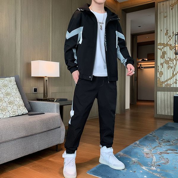 

tracksuits autumn fashion tracksuit hooded sweat 2 piece set men hip hop streetwear jogger suits drop, Gray