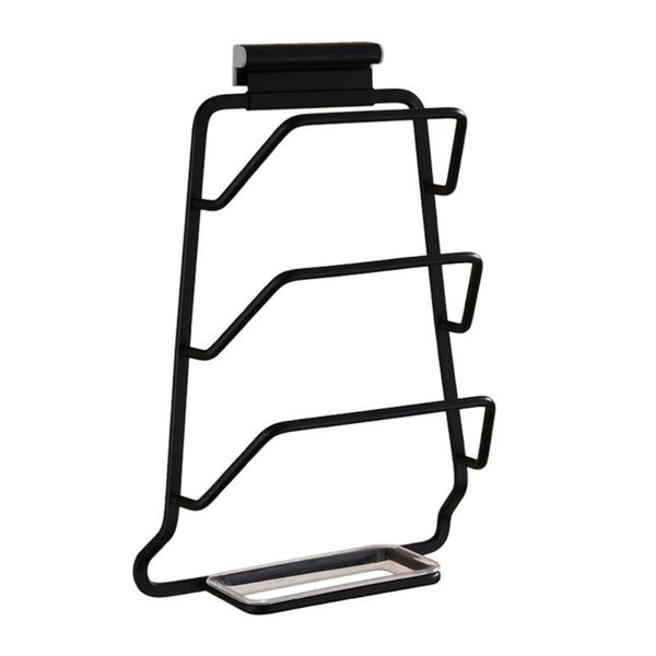 

black pot lid rack space aluminum pan cover storage shelf multifunctional wall mounted hanging holder drain kitchen & organization