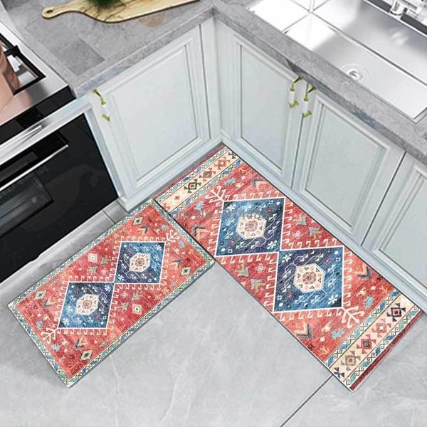 

fashion rhombus geometric ethnic style kitchen mat combination entry bedroom long non-slip bedside blanket carpets