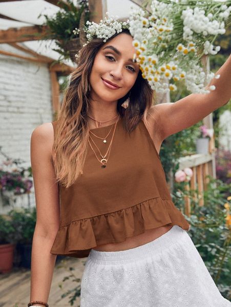 

solid ruffle hem c4ty#, White