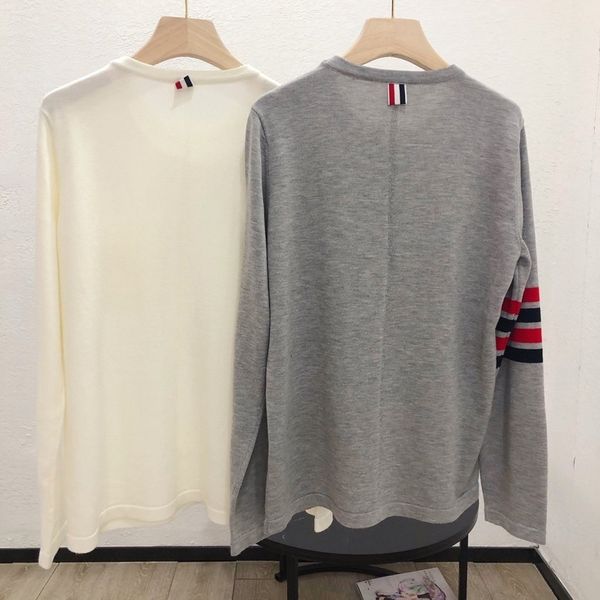 

tb bottomed autumn and winter new fine sheep sweater knitted long sleeve lined loose casual shirt women's t-shirt, White;black