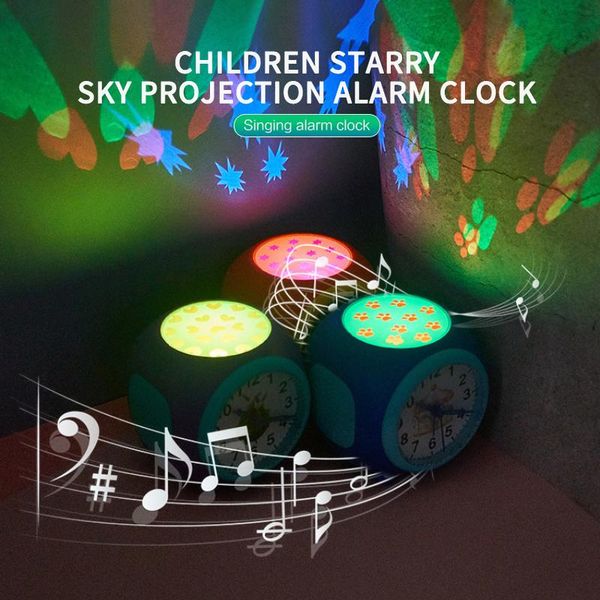 

other clocks & accessories children silent alarm clock romantic starry sky projection pointer colorful music natural sound orange purple blu