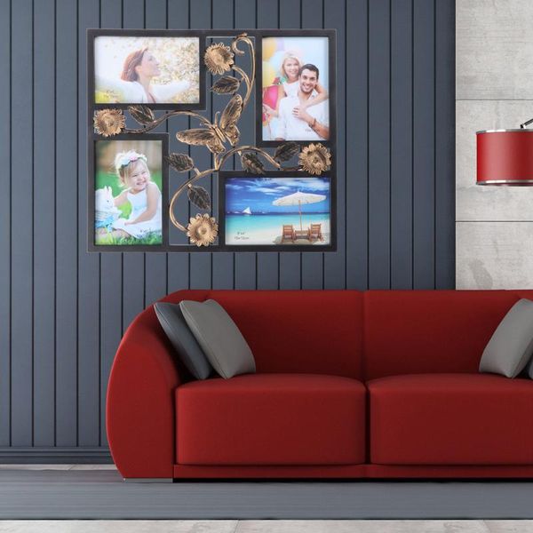 

frames decorative 4 opening wall hanging po frame with flowers and vintage collage family picture frame(black)