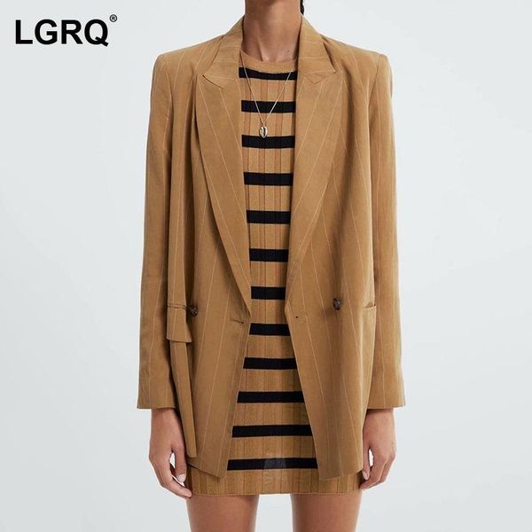 

women's suits & blazers [lgrq] women vintage casual striped blazer notched neck long sleeve loose fit jacket fashion tide spring autumn, White;black