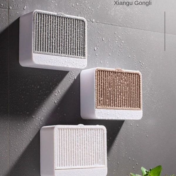 

soap dishes toilet box flip wall creative punching drainage hidden double mounted grid no rack