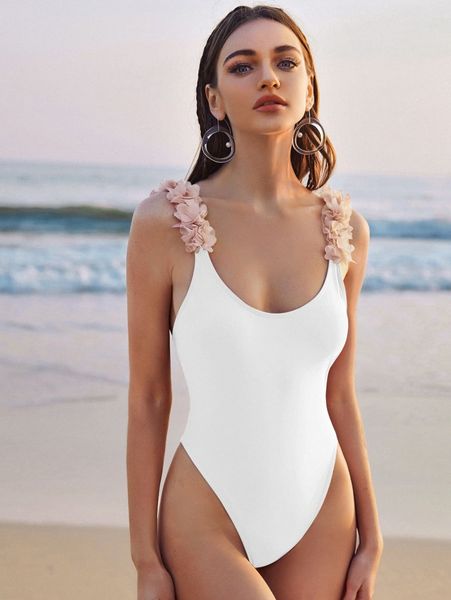 

appliques one piece swimsuit p19z#, White;black