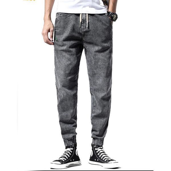 

men's jeans stretch denim trousers loose harem leg pants plus size casual, Blue