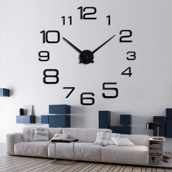 

wall clocks 3d big mirror clock stickers diy home decor watch large size living room decoration acrylic quartz