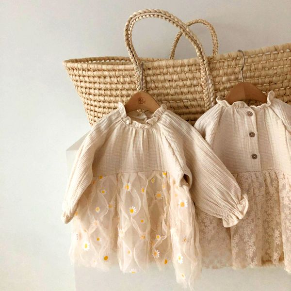 

autumn 2022 girls one-piece childrens gauze dress one-piece dress, Blue