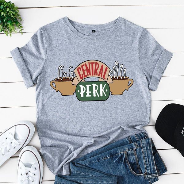 

short sleeve cotton central perk womens t shirt printing graphic tees plus size 100% harajuku top, White