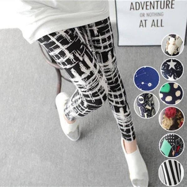 

women's leggings flower printed women lady slim high elastic cotton pants multiple waist stretchy black plus size