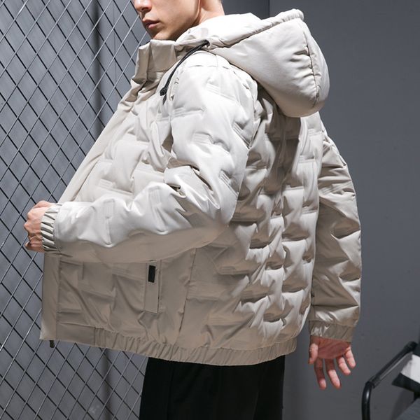 

Men's down 2021 winter new thickened warm cotton hooded couple et, Black