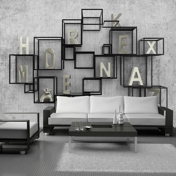 

wallpapers 3d stereoscopic metal checkered letters mural wallpaper for living room sofa background decor wall cloth waterproof sticker