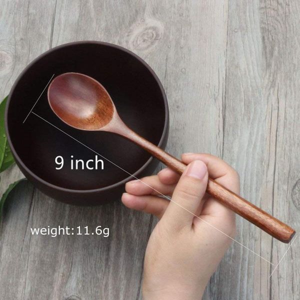 

spoons wooden spoons, 6 pieces wood soup for eating mixing stirring cooking, long handle spoon with japanese style kitchen ute