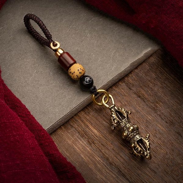 

hooks & rails six round vajra instrument pure brass car keychain pendant accessories hand-woven high-end key decorative hook
