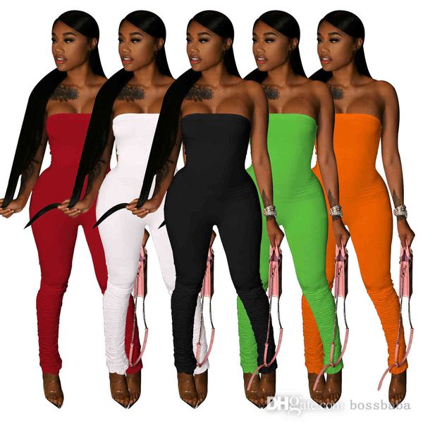 Mulheres peito envolto jumpsuits casual cor sólida sexy romper preto calças compridas bodysuit elegante casual jogging boate roupas