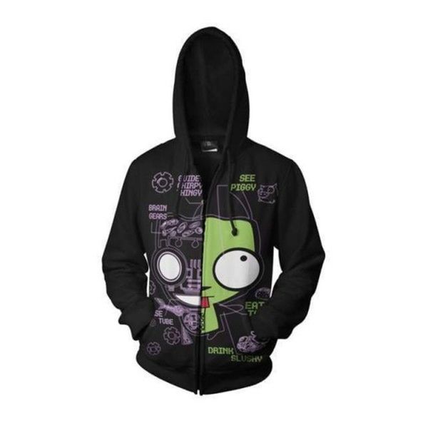 

Devil pattern hooded print Graphic Men's Zip Hoodie Visual Impact Party Top Punk Gothic Round Neck High Quality Sweatshirt Hoodie, Black