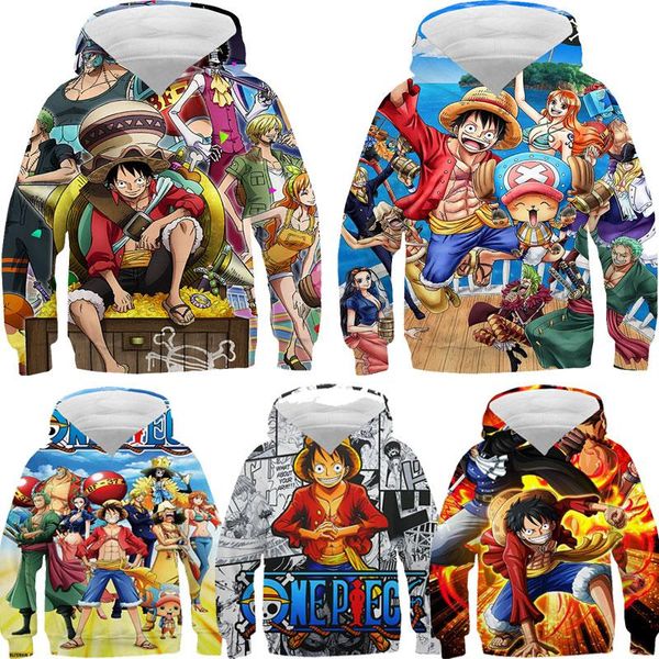 

men's hoodies & sweatshirts kids 3d printed one piece 2021 autumn children anime sudadera boys funny luffy zoro pullover streetwear, Black