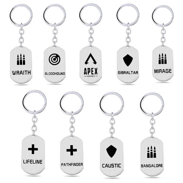 

keychains 2021 game apex legends key chain 8 styles stainless steel keyrings trendy charm car bag keychain llavero jewelry accessories, Silver