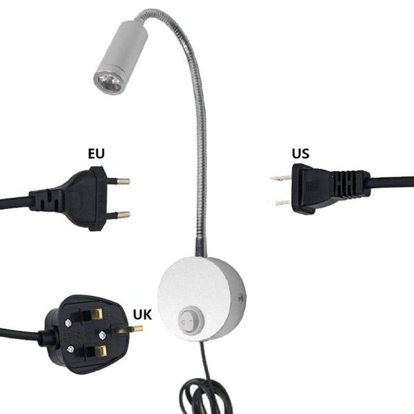 

wall lamp dwt led 3w flexible home el lighting fixtures bedside working study book lamps sconces eu/us/uk plug reading light