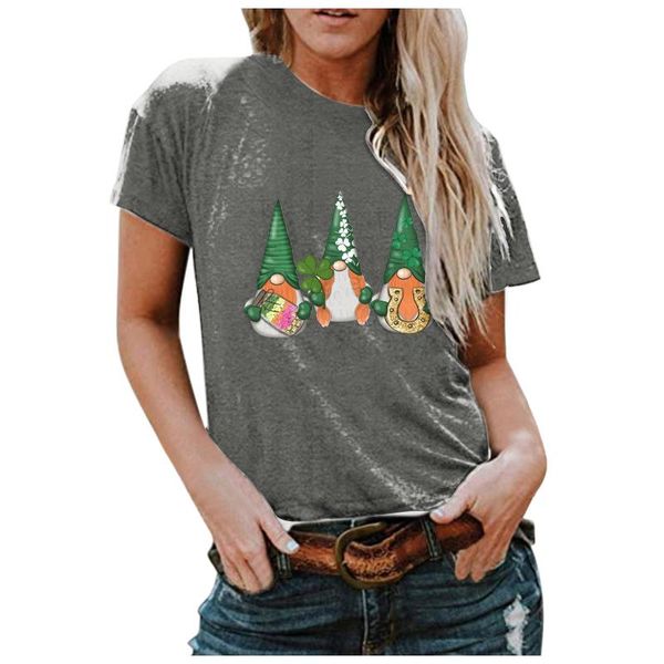 

women's t-shirt feitong t shirt st. patrick's cotton soft summer casual short sleeve tees oversized, White