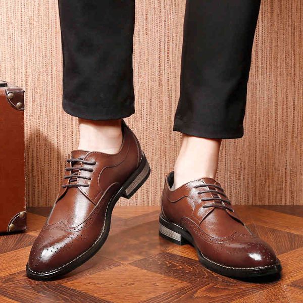 

shoe men in robes brogue italian-style luxury pointed to wedding formal tie-up chess wed4 leather shoes qg0u, Black