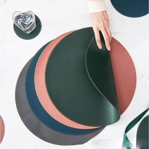 

mats & pads western placemats table mouse heat insulation decoration european-style creative round leather