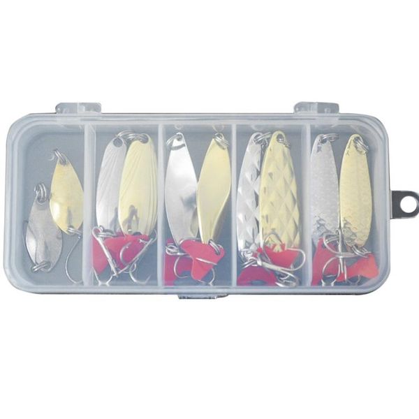 

pcs mixed color fishing hook set sequins spoon bait metal kit iscas artificial baits in box tackle hooks