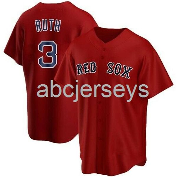 

babe ruth #3 red aop baseball jersey xs-6xl, Black