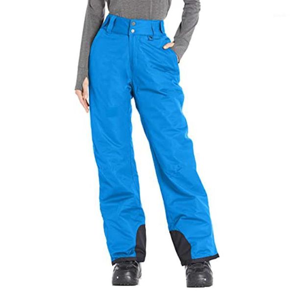 

yoga outfit insulated snow overalls solid color pocket trousers pants for women 5i