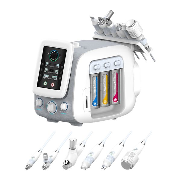 

portable multi-functional 6 in 1 small bubble handheld h2o2 skin care aqua peeling multifunction facial hydra microdermabrasion machine, Black;white