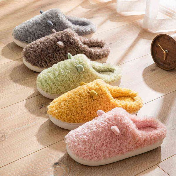 Inverno Caldo Peluche Pantofole da donna Orecchie carine Coppie Scarpe da casa Pantofole antiscivolo da interno Pantofole da donna Autunno Scarpe Coniglio H1115