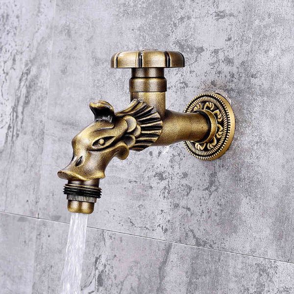 

kitchen faucets antique brass mop taps washing machine faucet dragon design single cooling outdoor balcony water garden retro p3z8