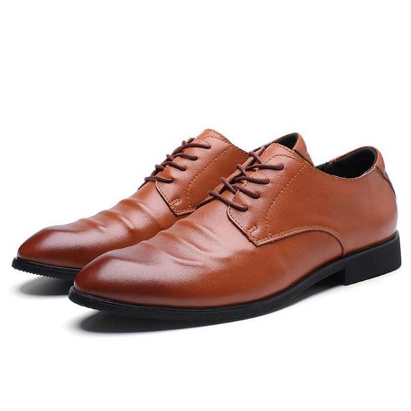 

dress shoes men's business spring large size pointed toe mens casual single first layer leather 2021, Black