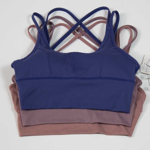 

2021 summer yoga cloth suspender sports back bra fitns jogging yoga vt, Gray