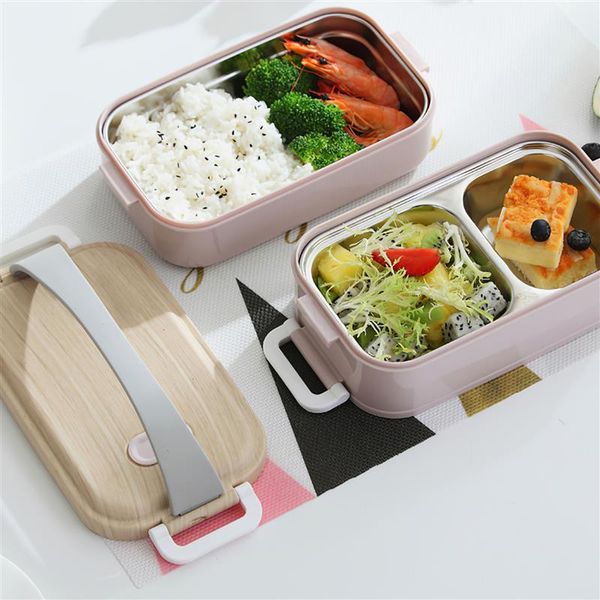 

dinnerware sets portable lunch box container -grade 304 stainless steel liner two layers for adults children