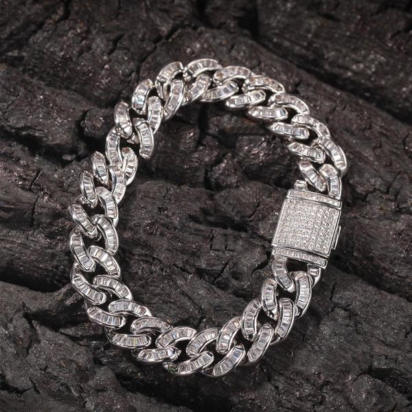 

charm bracelets hip hop pure t-square cuba bracelet trendsetter cool style inlaid diamond gold chain men's jewelry trend, Golden;silver