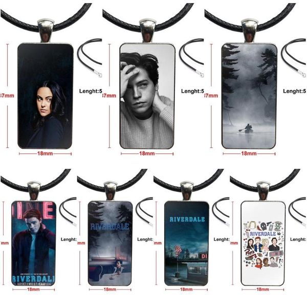 

pendant necklaces for women girls american tv riverdale jughead jones style necklace fashion long chain with rectangle jewelry, Silver