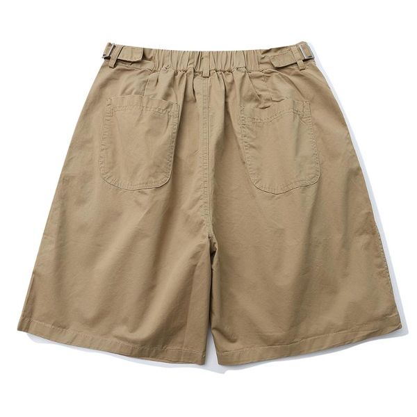 

men's shorts solid color fold pleated mens summer loos knee-length amekaji casual half pants men, White;black