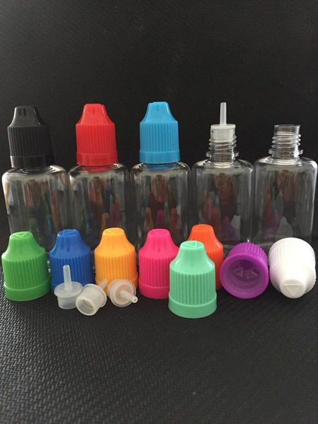 

factory outlet plastic bottle 5ml 10ml 15ml 20ml 30ml 50ml pet dropper s with child proof caps thin tips liquid vapor
