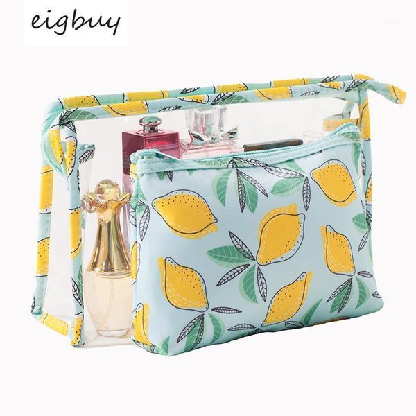 

large-capacity transparent pvc two-piece cosmetic bag portable waterproof and dustproof travel set toiletries storage bags & cases1