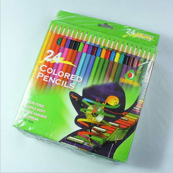 

painting pens environmental protection wooden paint secret garden 24 color pencil set gift special price, Black;red