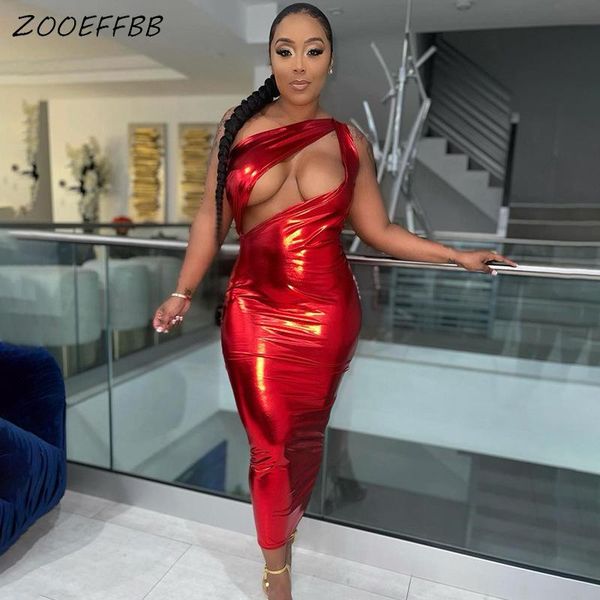 

casual dresses zooeffbb red one shoulder hollow bodycon maxi dress summer clothes for women y2k club birthday outfits night party, Black;gray
