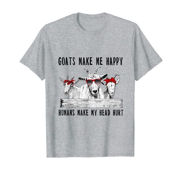 

farmer goats make me happy humans make my head hurt t-shirt, White;black