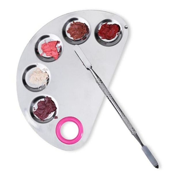 

nail art kits 6 holes stainless steel paint palette tray mixing rod spatula set for watercolor oil painting makeup