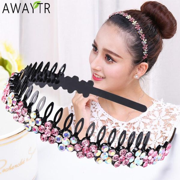 

non-slip hairband bezel headband women sports hair band hoop metal double bangs flower rhinestone accessories
