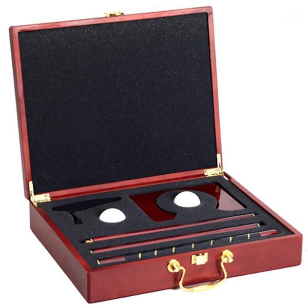 

red wood box promotional indoor golf putter gift set complete of clubs1
