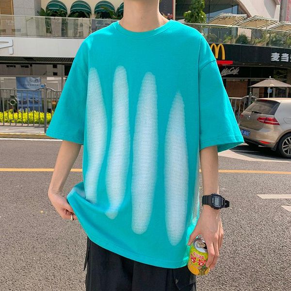 

cotton tie-dye t-shirt men's fashion summer casual short-sleeved t shirt men streetwear loose hip-hop tshirt mens clothes m-2xl t-shirt, White;black