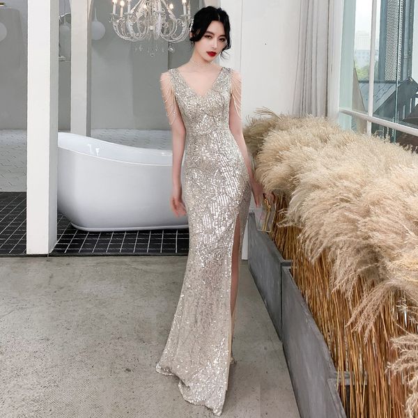

grand evening women's 2021 spring and summer style aura long temperament fishtail banquet drs queen, Black;gray